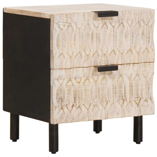 vidaXL Bedside Cabinet White 40 x 33 x 46 cm Solid Mango Wood