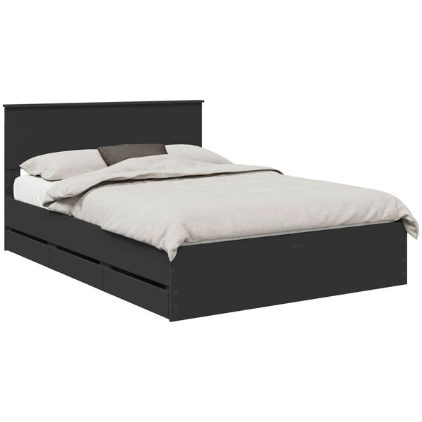 vidaXL Bed Frame with Drawer Black 140 x 200 cm Engineer Wood