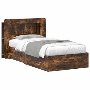 vidaXL Bed Frame with Storage Smoked Oak 75 x 190 cm Engineered Wood