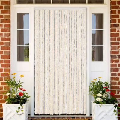 vidaXL Fly Curtain Beige and White 90x200 cm Chenille