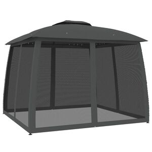 vidaXL Gazebo with Double Roof&Mesh Walls Anthracite 2.93x2.93 m Steel