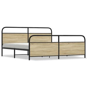 vidaXL Metal Bed Frame without Mattress Sonoma Oak 193x203 cm