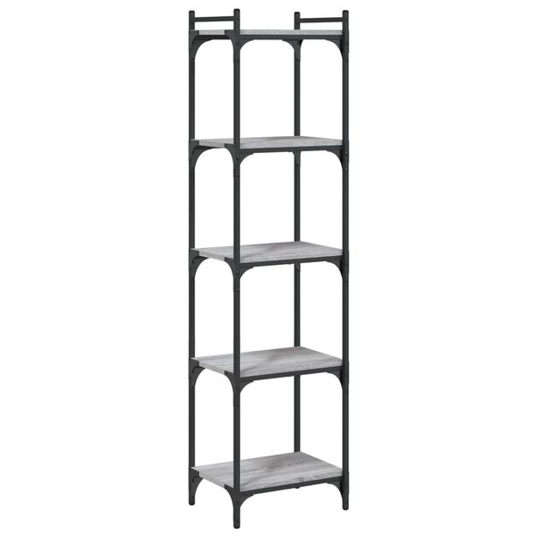 vidaXL Bookcase 5-Tier Grey Sonoma 40x30x154 cm Engineered Wood