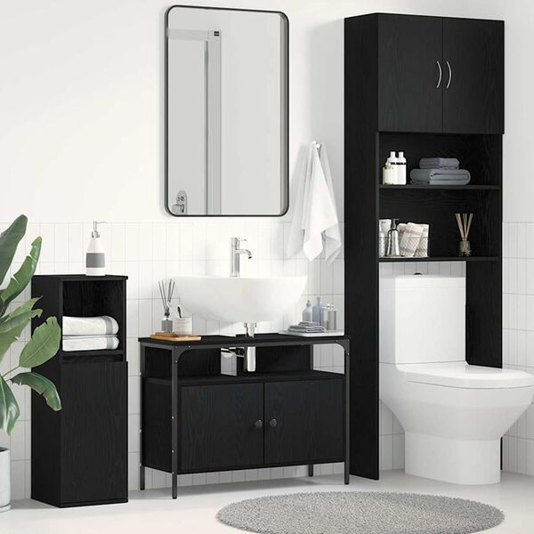vidaXL Bathroom Sink Cabinet Black oak 80 x 30 x 60 cm Engineered Wood