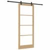 vidaXL Sliding Door Natural 93 x 232 cm Solid Pine Wood and Glass