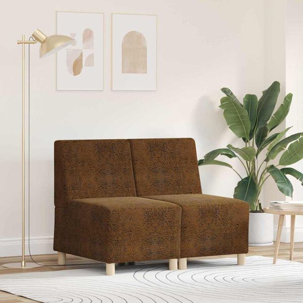 vidaXL Modular Sofa Unit Armless 2 pcs Brown 55 x 74 x 82 cm