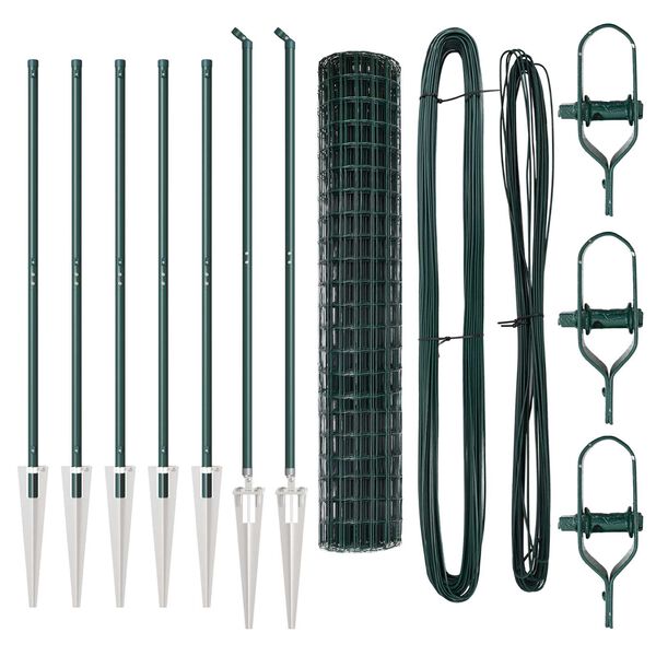 vidaXL Fence with Post Green 1.5 x 10 m Steel