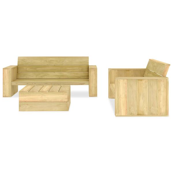 vidaXL 3 Piece Garden Lounge Set Impregnated Pinewood