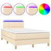 vidaXL Box Spring Bed with Mattress&LED Cream 120x200cm Fabric