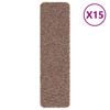 vidaXL Anti-slip Stair Mats Latex backing 15 pcs Brown 75 x 20 cm PP