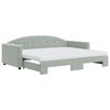 vidaXL Daybed with Trundle and Mattresses Light Grey 90x190 cm Velvet