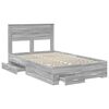 vidaXL Bed Frame with Drawer Grey Sonoma 120 x 200 cm Engineered Wood