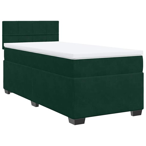 vidaXL Box Spring Bed with Mattress Dark Green 90x190 cm Velvet