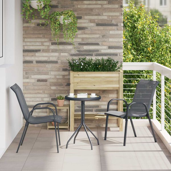 vidaXL Garden Bistro Set 3 pcs Grey Steel