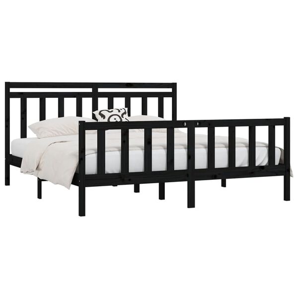 vidaXL Bed Frame without Mattress Black Solid Wood Pine 200x200 cm