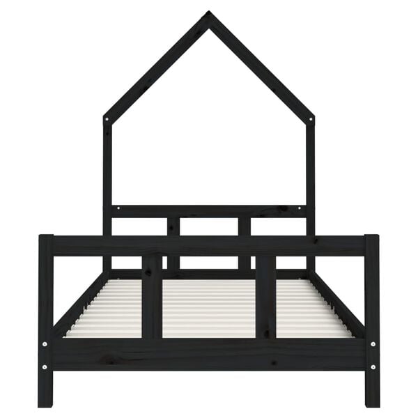 vidaXL Kids Bed Frame Black 90x190 cm Solid Wood Pine