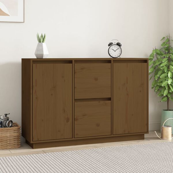 vidaXL Sideboard Honey Brown 111x34x75 cm Solid Wood Pine