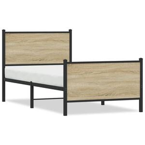 vidaXL Metal Bed Frame without Mattress Sonoma Oak 75x190 cm Small Single