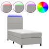 vidaXL Box Spring Bed with Mattress&LED Light Grey 90x190 cm Fabric