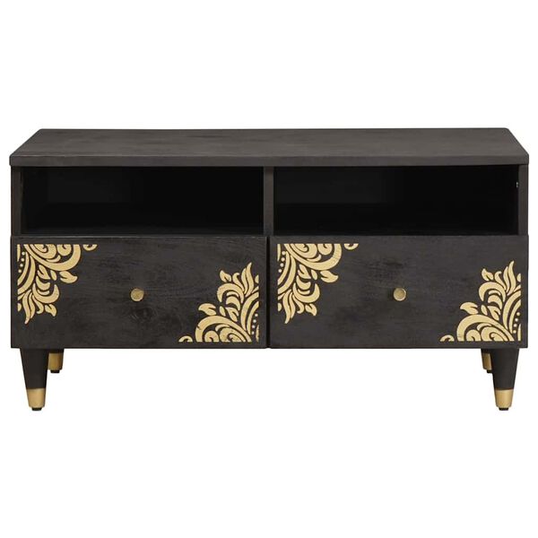 vidaXL Coffee Table with Drawer Black 80 x 54 x 40 cm Solid Mango Wood