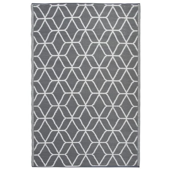 Esschert Design Outdoor Rug Graphics 180x121 cm Grey and White OC25