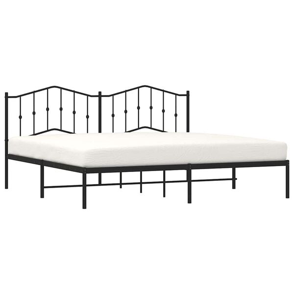 vidaXL Metal Bed Frame without Mattress with Headboard Black 193x203cm