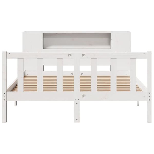 vidaXL Bookcase Bed without Mattress White 120x190 cm Small Double Solid Wood Pine