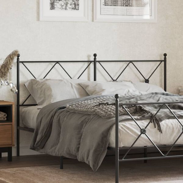 vidaXL Metal Replace Headboard Black 150cm