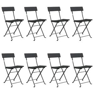 vidaXL Folding Bistro Chairs 8 pcs Black Poly Rattan and Steel