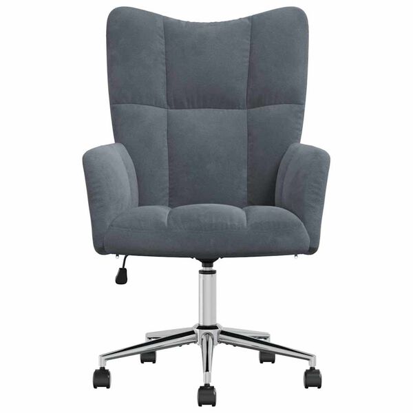 vidaXL Relaxing Chair with Wheel Dark Grey 69 x 61.5 x 102 cm Velvet