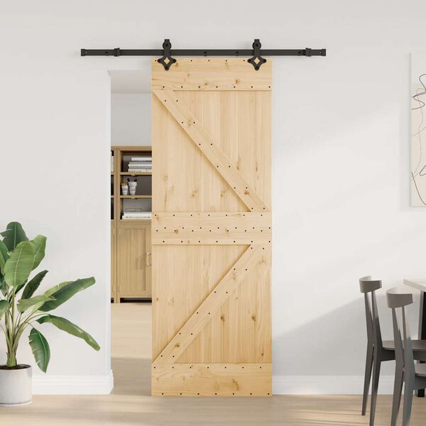 vidaXL Sliding Door with Hardware Set 70x210 cm Solid Wood Pine