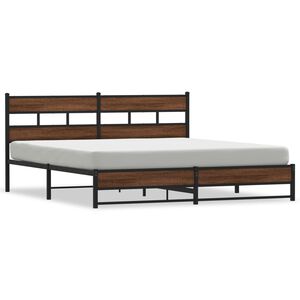 vidaXL Metal Bed Frame without Mattress Brown Oak 180x200 cm
