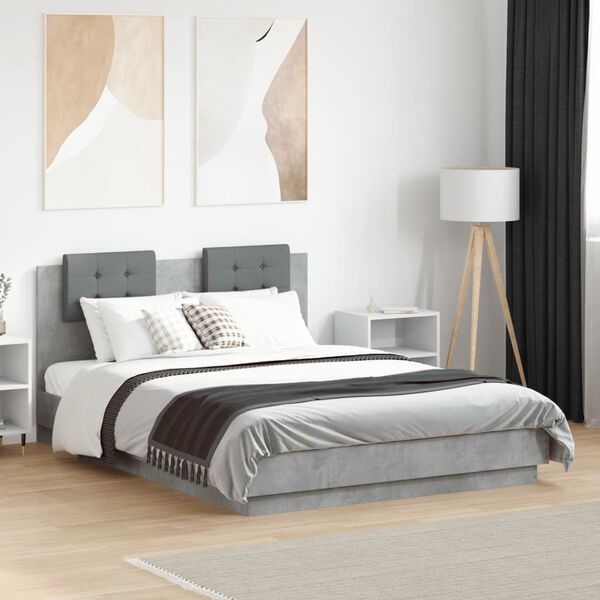 vidaXL Bed Frame without Mattress Concrete Grey 120x190 cm Small Double