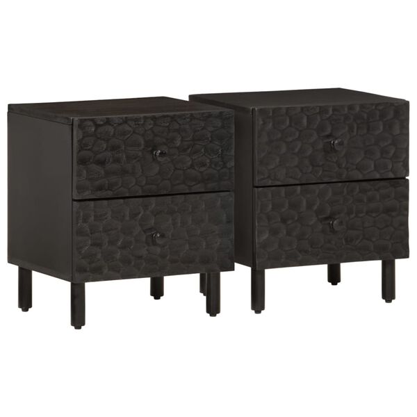 vidaXL Bedside Cabinets 2 pcs Black 40x33x46 cm Solid Wood Mango