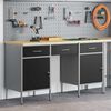 vidaXL Work Cabinet with Drawer with Lock 3 pcs Black 150 x 55 x 85 cm