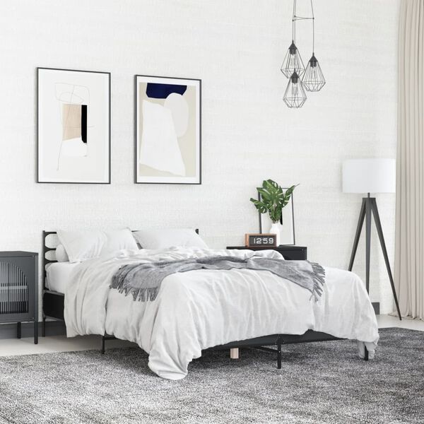 vidaXL Bed Frame without Mattress Black 135x190 cm Double