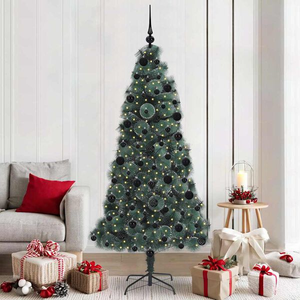 vidaXL Artificial Pre-lit Christmas Tree with Ball Set Green 210 cm