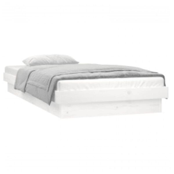 vidaXL LED Bed Frame without Mattress White 90x200 cm Solid Wood