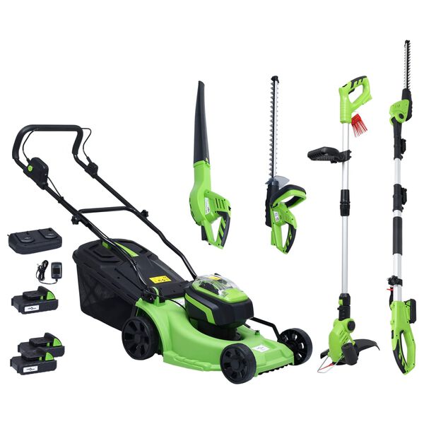 vidaXL 5 Piece Cordless Garden Power Tool Set with Chargers&Batteries