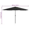 vidaXL Garden Parasol with Metal Pole 390 cm Black