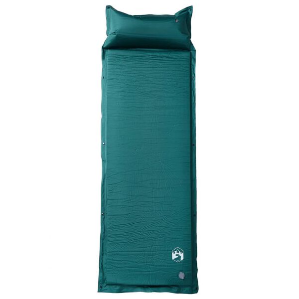 vidaXL Self Inflating Camping Mattress with Pillow 1-Person Green