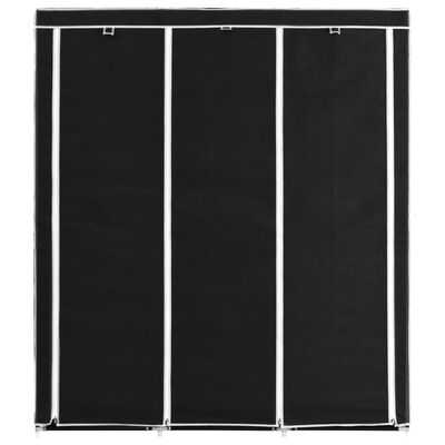vidaXL Wardrobe with Compartments and Rods Black 150x45x175 cm Fabric