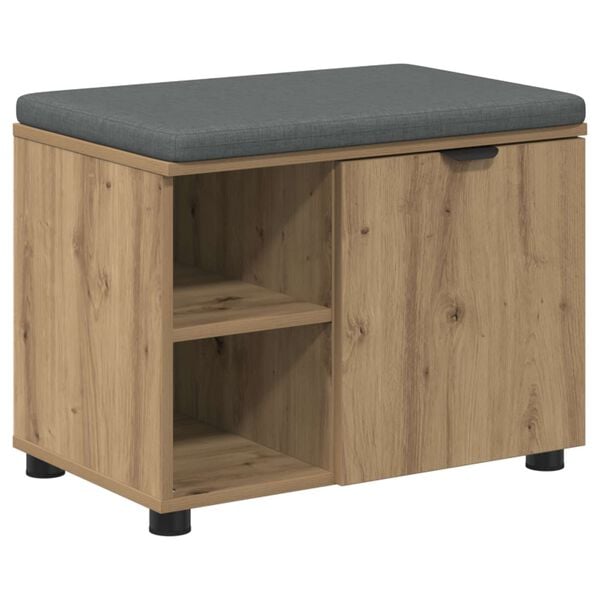 vidaXL Hall Bench with Cushion with Shelf Artisan Oak 60 x 38 x 46 cm