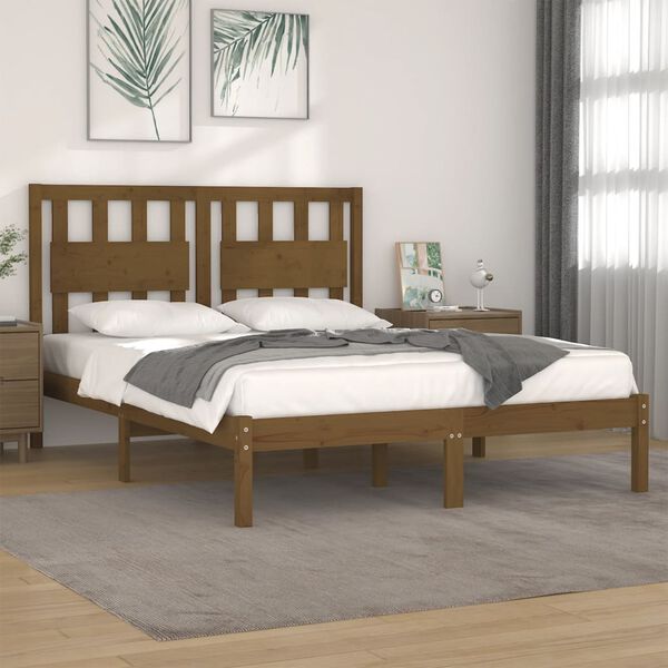 vidaXL Bed Frame without Mattress Honey Brown Solid Wood 200x200 cm (810040+818593)