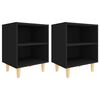 vidaXL Bed Cabinets with Solid Wood Legs 2 pcs Black 40x30x50 cm
