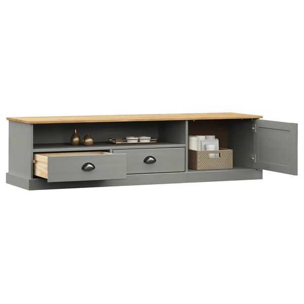 vidaXL TV Cabinet VIGO Grey 156x40x40 cm Solid Wood Pine