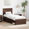 vidaXL Bed Frame with Headboard Brown Oak 75 x 190 cm Solid Pine Wood