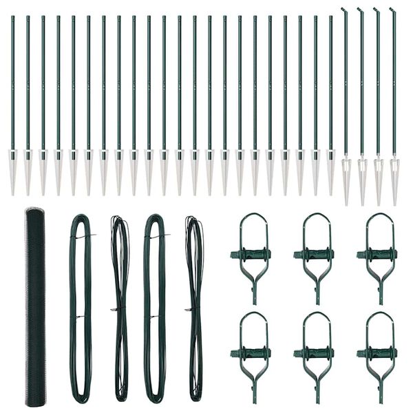 vidaXL Fence Post Green 50 x 1.6 m (13 mm mesh) Steel and PVC