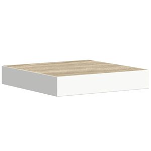 vidaXL Wall Shelf | Oak and white | Honeycomb MDF, metal | 23 x 23.5 x 3.8 cm