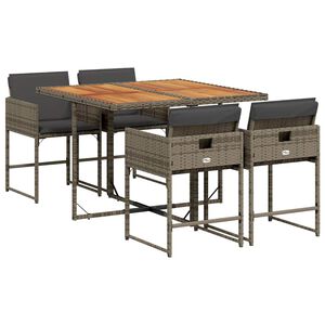 vidaXL Garden Dining Set | Grey | PE Rattan | 4-seater | Removable Covers